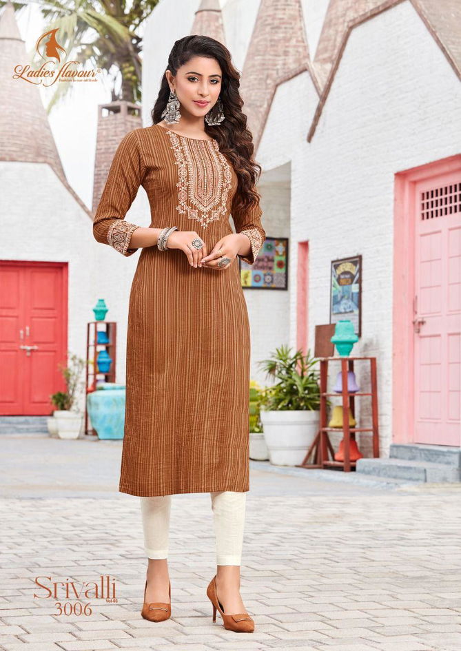 Ladies Flavour Srivalli Vol 3 Wholesale Embroidery Kurtis Catalog